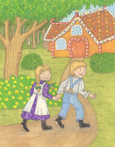 Hansel & Gretal find the gingerbread house