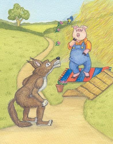 Red Riding Hood with the wolf